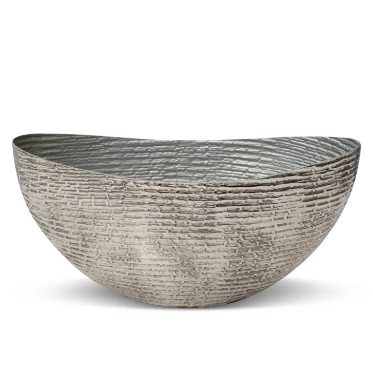 Metalowa misa PARI 1 w prążki srebrna