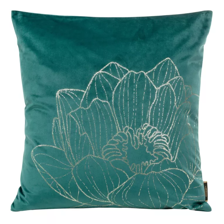 Poszewka BLINK 20 z welwetu z dużym wzorem kwiatu lilii wodnej