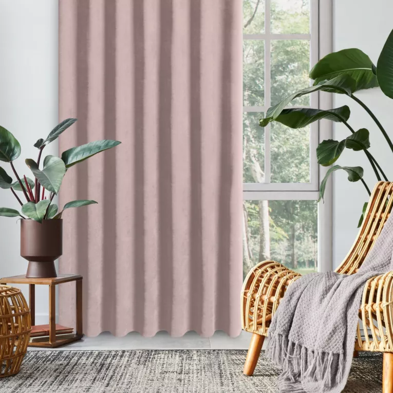 Zasłona różowa z tkaniny welurowej 50x240 cm szerokość po zmarszczeniu flex 1:2 Dora