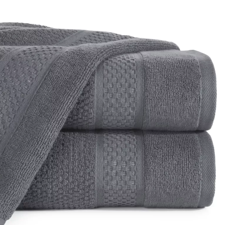 Ręcznik do rąk 30x50 cm bawełniany kolor grafitowy z żakardową bordiurą 500 g/m2 DANNY