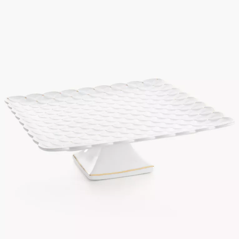 Patera ceramiczna dekoracyjna kremowa z złotymi akcentami 32x32x10 cm BELIA