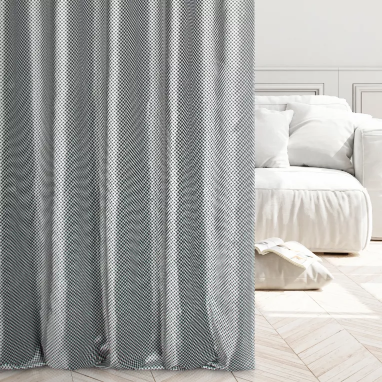 Tkanina zasłonowa gruby welwet z modnym nadrukiem pepitki z kolekcji Eva Minge