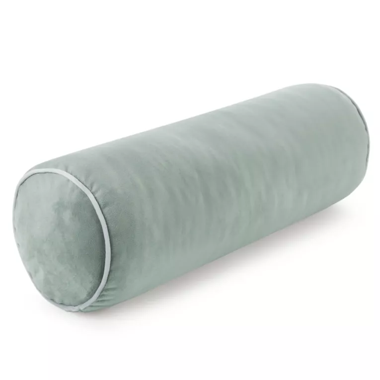 Poduszka dekoracyjna wałek 15 x 45 cm welwetowa szałwiowa zdobiony kontrastującą lamówką GAJA