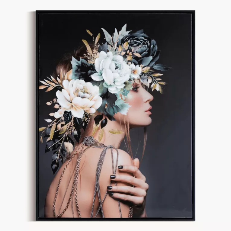 Obraz nadruk na płótnie tajemniczej kobiety z lustrzanym wykończeniem