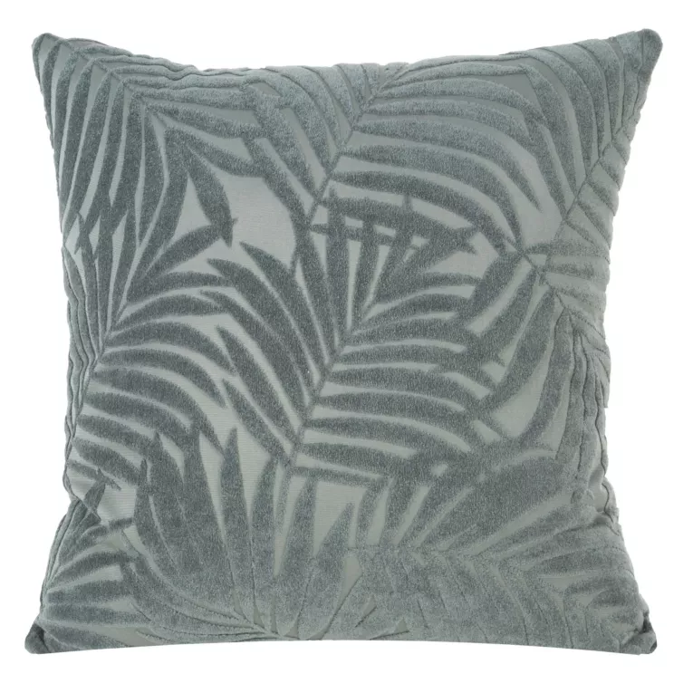 Poszewka na poduszkę 40x40 cm z miękkiego welwetu oliwkowa z wytłaczanym wzorem liści LIVIA
