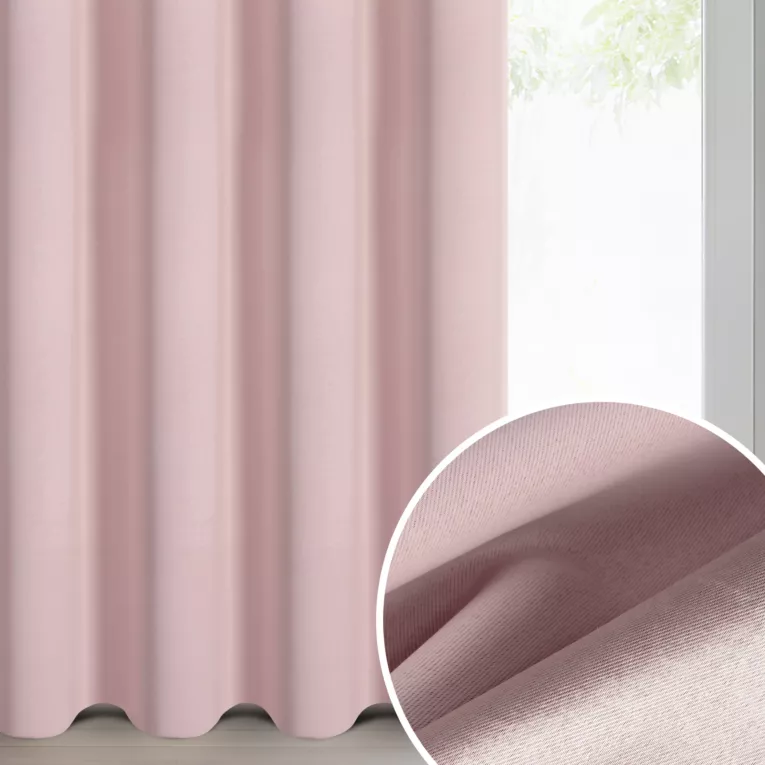 Zasłona pudrowo różowa zaciemniająca gładka 140x250 cm przelotka - NERISA