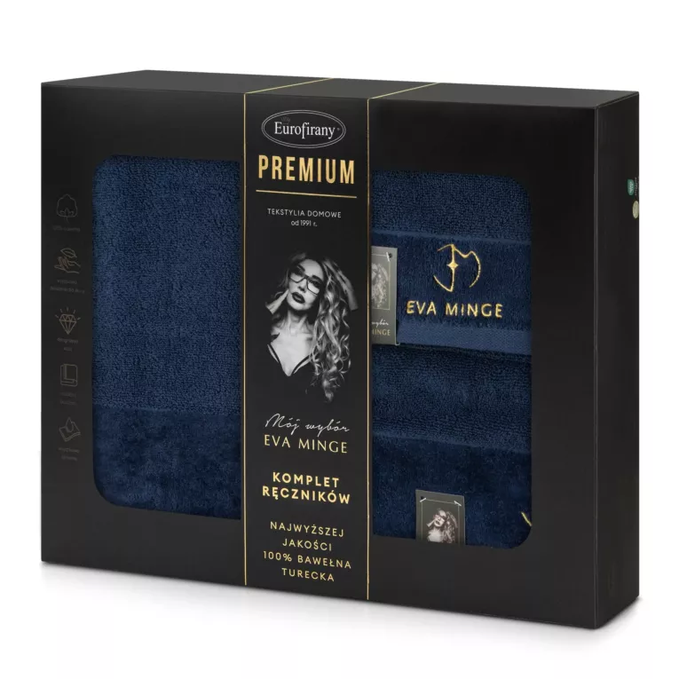 Zestaw ręczników bawełnianych na prezent 3 szt kolor granatowy 550 g/m2 GAJA Eva Minge
