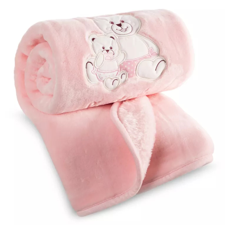 Koc dziecięcy 80x110 cm różowy z uroczą aplikacją BABY 3 Pierre Cardin