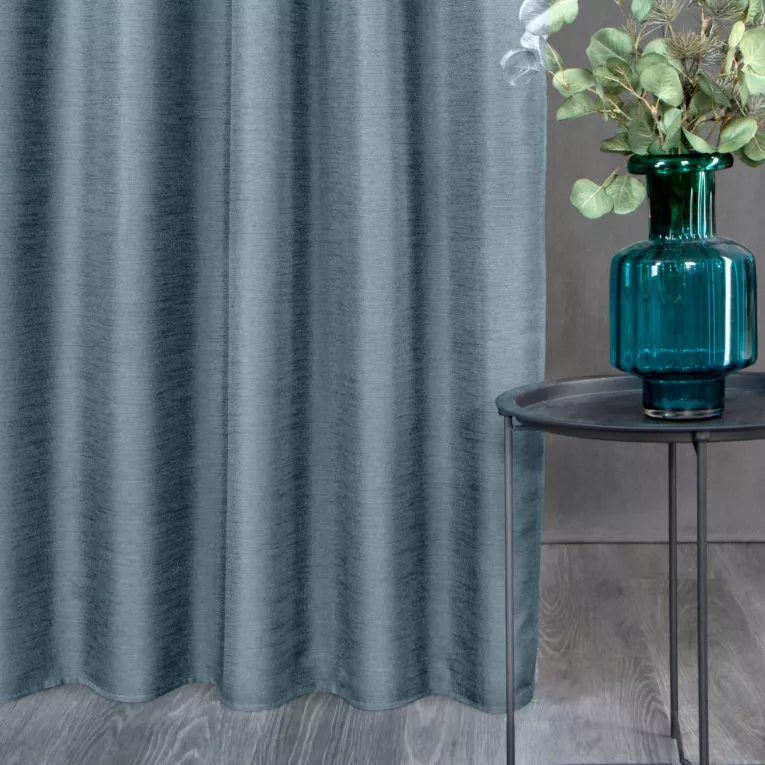 Zasłona jednokolorowa o strukturze płótna, styl eko
