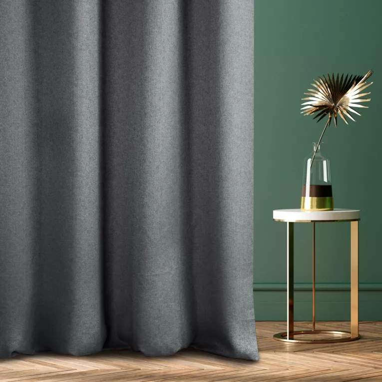 Tkanina zasłonowa z widocznym strukturalnym splotem, w stylu eko