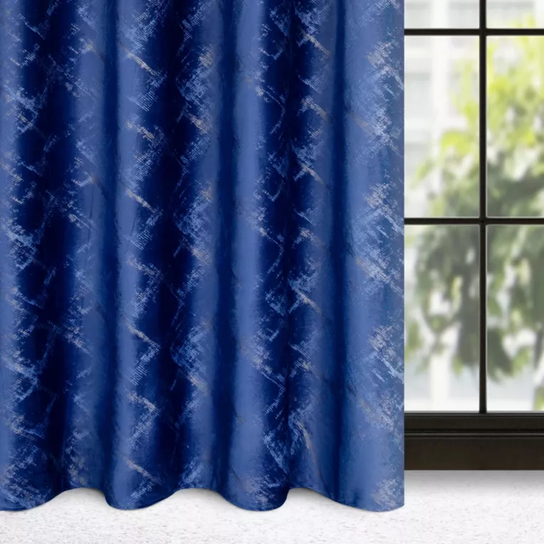 Zasłona welwetowa granatowa z szampańską przecierką 140x270 taśma - ADRIA