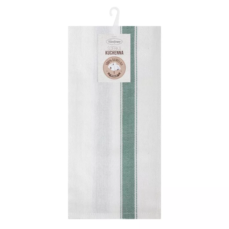 Komplet ściereczek kuchennych 2szt 50x70 cm bawełniany kolor zielony w pasy 200 g/m2 SOFIA