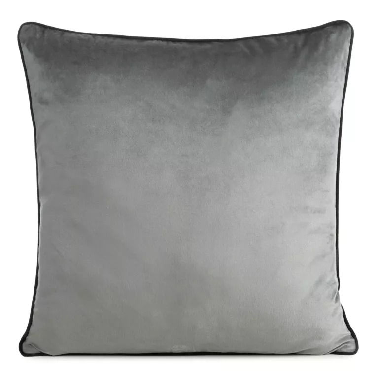 Poszewka na poduszkę 60x60 cm welwetowa kolor stalowy o delikatnym połysku z ozdobną lamówką GAJA 2