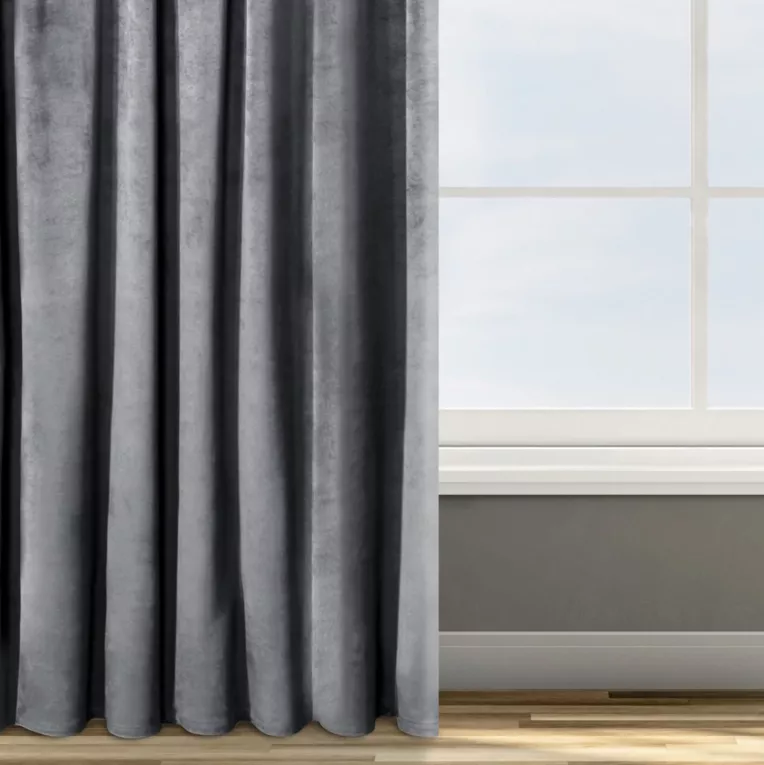 Zasłona welwetowa grafitowa 140x270 cm taśma - ROSA - Design 91
