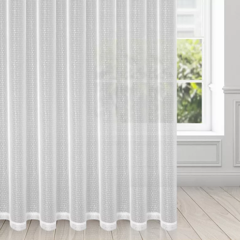 Firana biała o strukturze drobnej siatki 400x250 cm przelotka KATRIANA