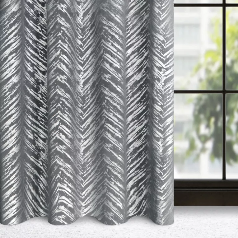 Zasłona stalowa z błyszczącym złotym nadrukiem z welwetu 140x250 cm przelotka SARA