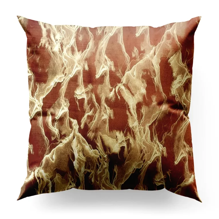 Poszewka szyta rudo złocista z tkaniny welwetowej ze złotym marmurkowym nadrukiem