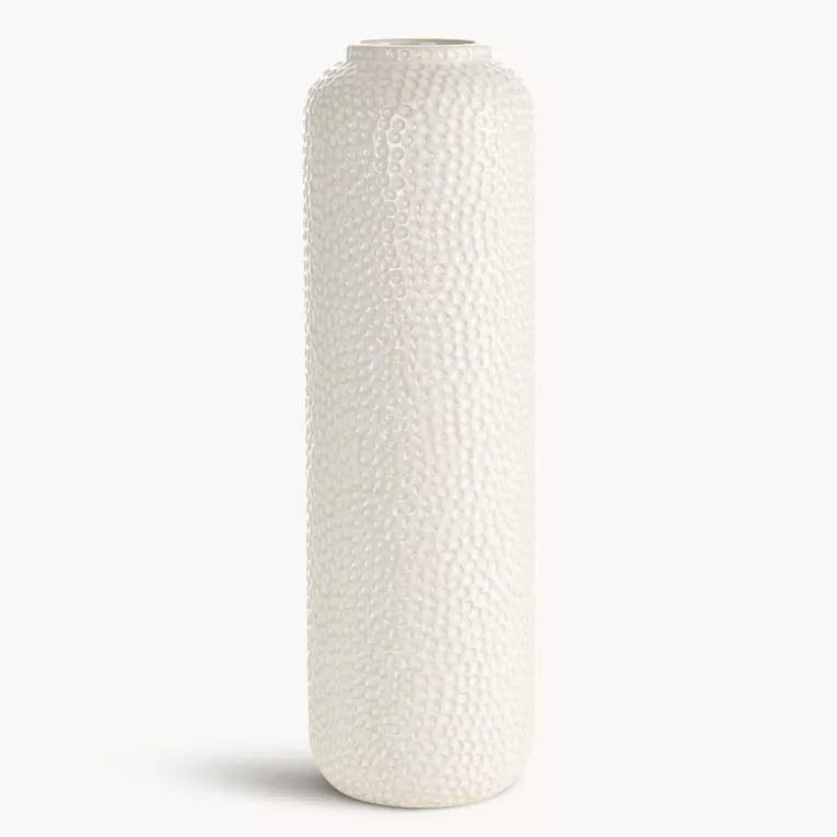 Wazon kremowy z ozdobnym  wzorem 15x15x49 cm ALEX - kolekcja SEA SUMMER