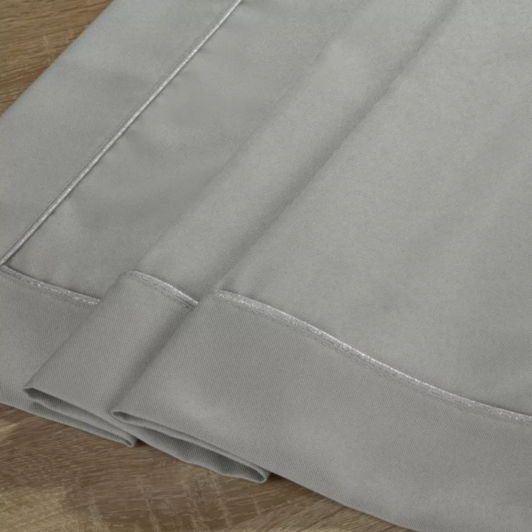 Bieżnik na stół jasnoszary 85x85 cm KARIN z delikatną srebrną lamówką