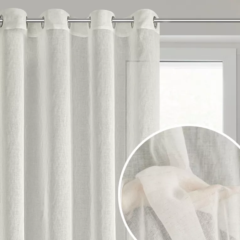 Firana naturalna z domieszką lnu 140x250 cm przelotka - AUREA