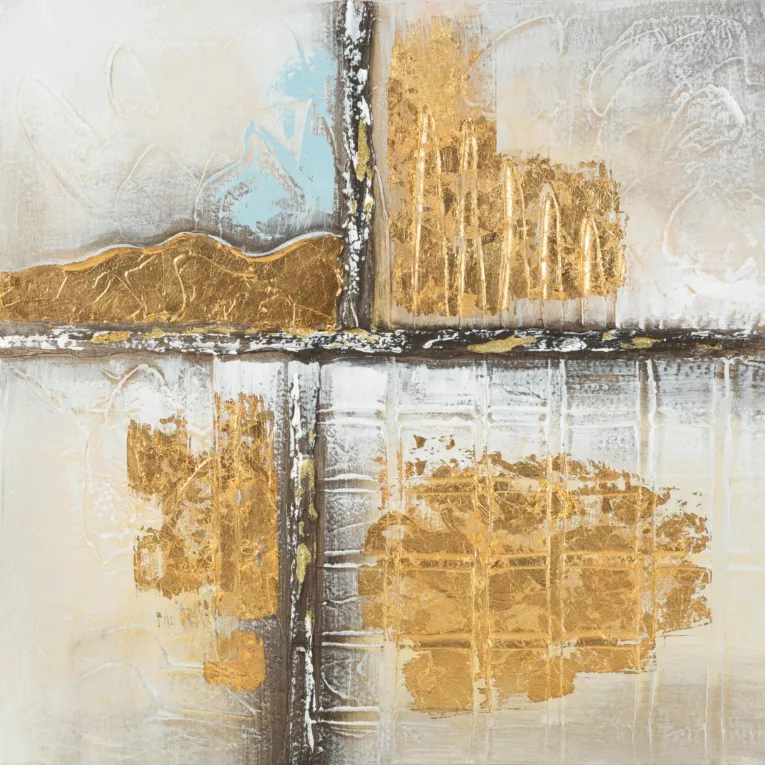 Obraz DELUSION 1 ręcznie malowany na płótnie ze złotymi elementami