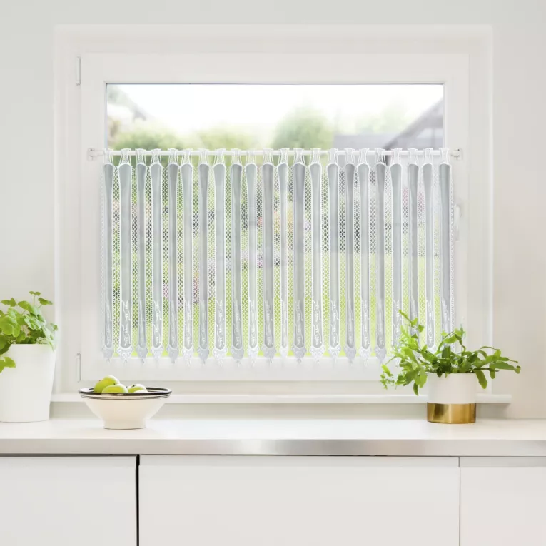 Tkanina firanowa zazdrostka z haftem i ażurem