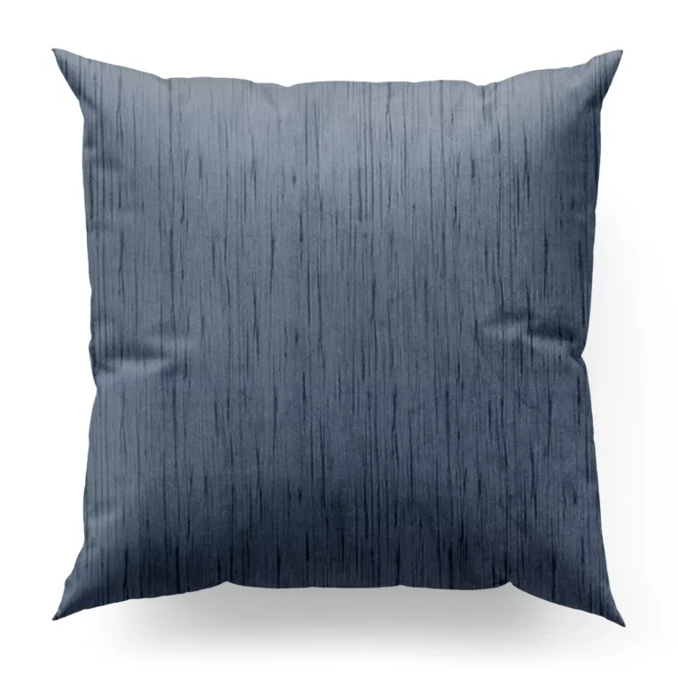 Poszewka szyta niebieska z tkaniny welwetowej w pionowe prążki, wykończona obciążnikiem