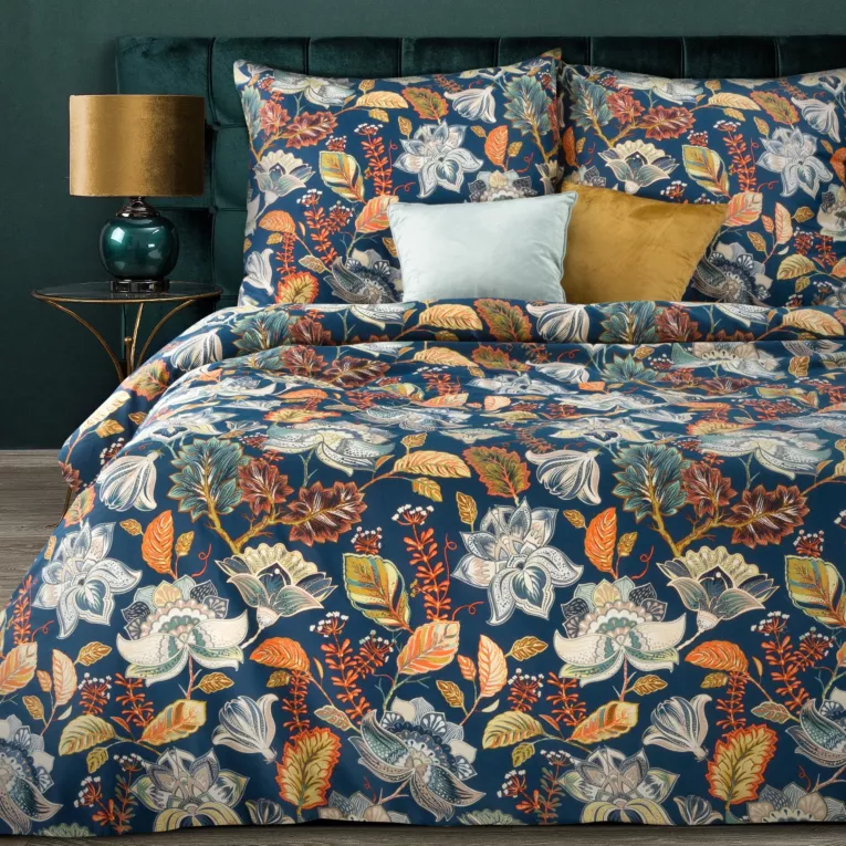 NOVA PRINT Komplet pościeli NIKA 35 z satyny bawełnianej z nadrukiem z motywem kwiatów w stylu folk