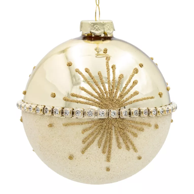 Szklana bombka ręcznie zdobiona z dodatkiem kryształków