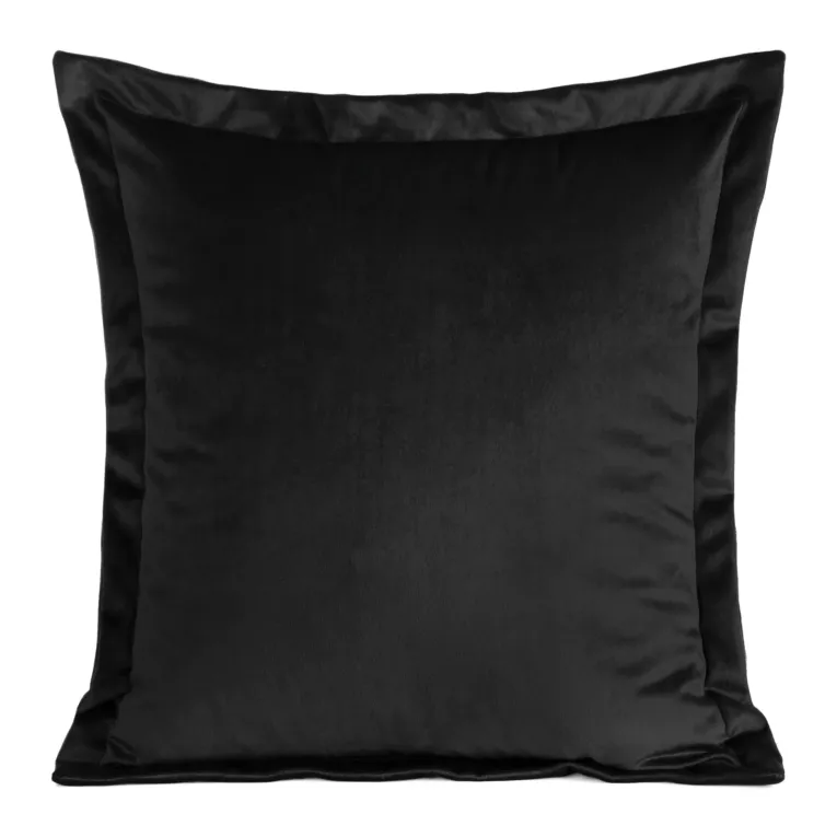 Poszewka na poduszkę 45x45 cm welwetowa czarna z ozdobnymi brzegami RIA Diva Line