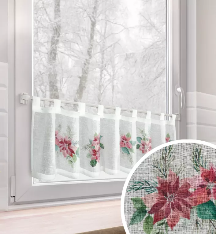 Zazdrostka świąteczna biało, czerwona zdobiona nadrukiem gwiazd betlejemskich 150x30 cm szelki - XSMAS 3