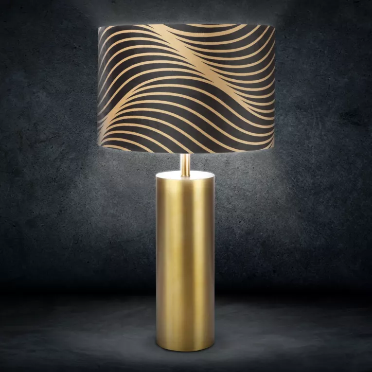 LIMITED COLLECTION Lampa stołowa VICTORIA 3 z podstawą łączącą metal i welwetowy abażur