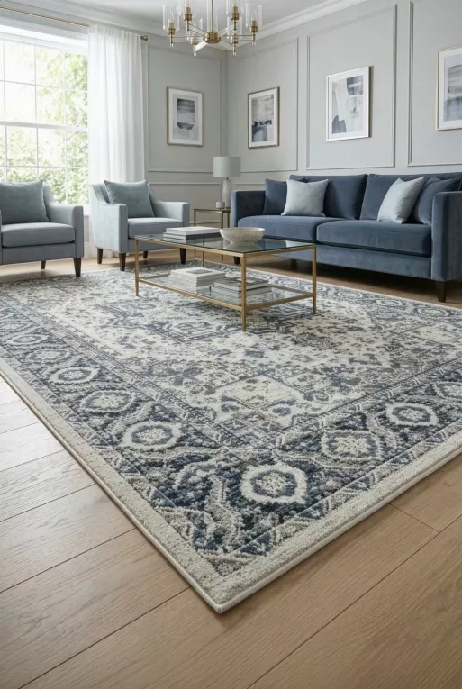 Dywan 160x230 cm niebiesko, kremowy z klasycznym wzorem w stylu vintage ELORA 2