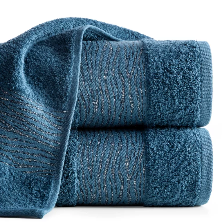 Ręcznik kąpielowy 50x90 cm bawełniany kolor ciemnoturkusowy z błyszącą bordiurą AMBER