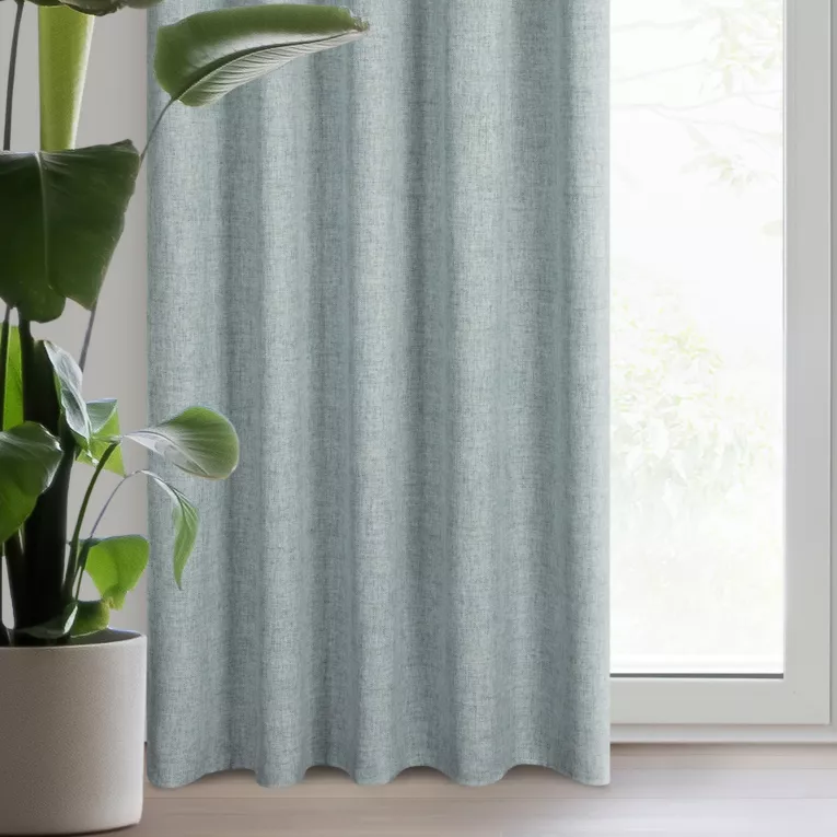 Zasłona jasnoniebieska w stylu eko 140x270 cm taśma - JULA2