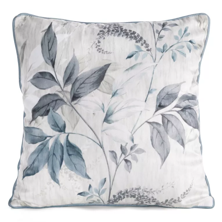 Poszewka na poduszkę 45x45 cm z welwetu naturalno, zielona z motywem kwiatów - NICOLA