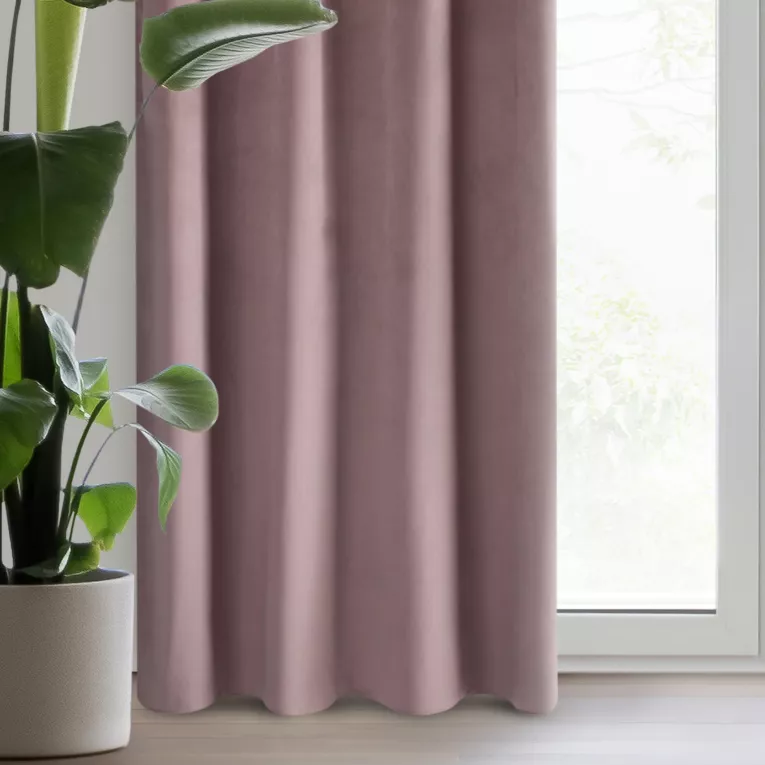 Zasłona welwetowa pudrowy róż gładka 140x250 cm przelotka - PIERRE