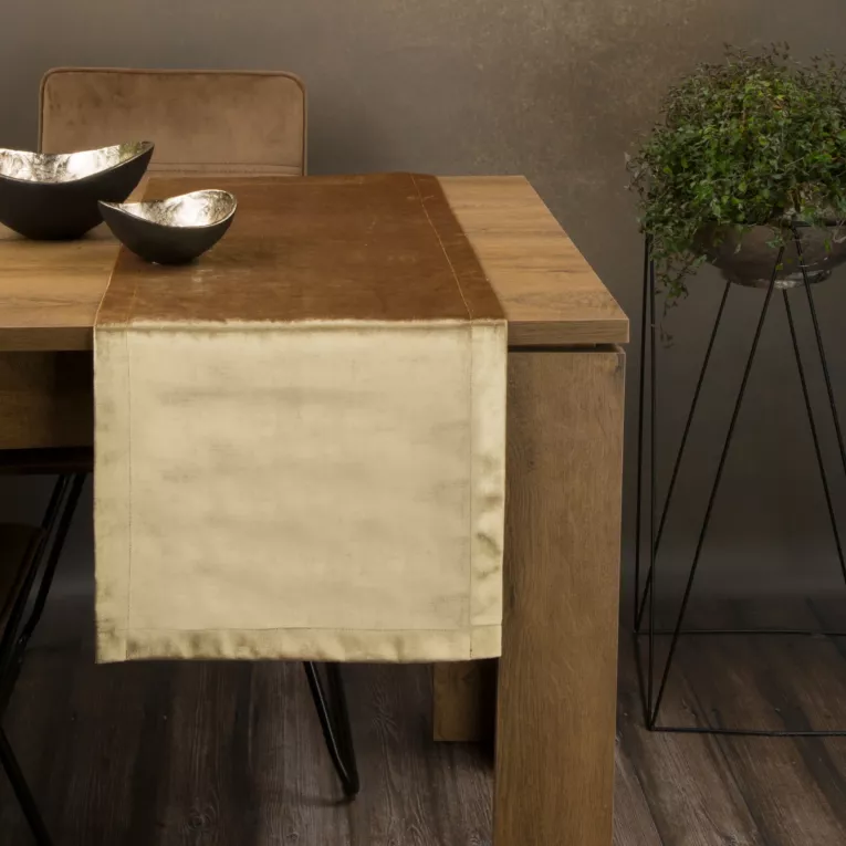 Bieżnik ROYAL 1 z gładkiego welwetu złoty