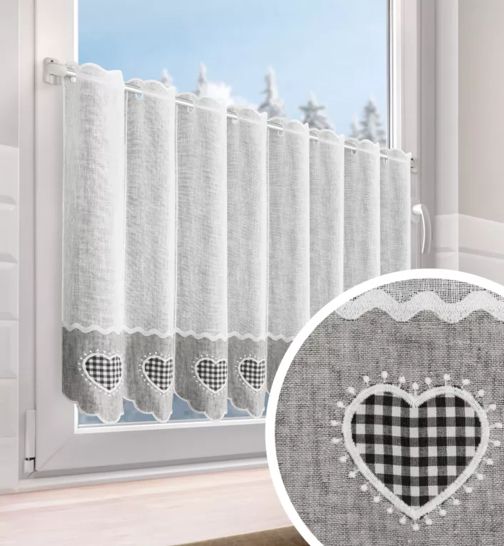 Tkanina firanowa zazdrostka zdobiona haftem