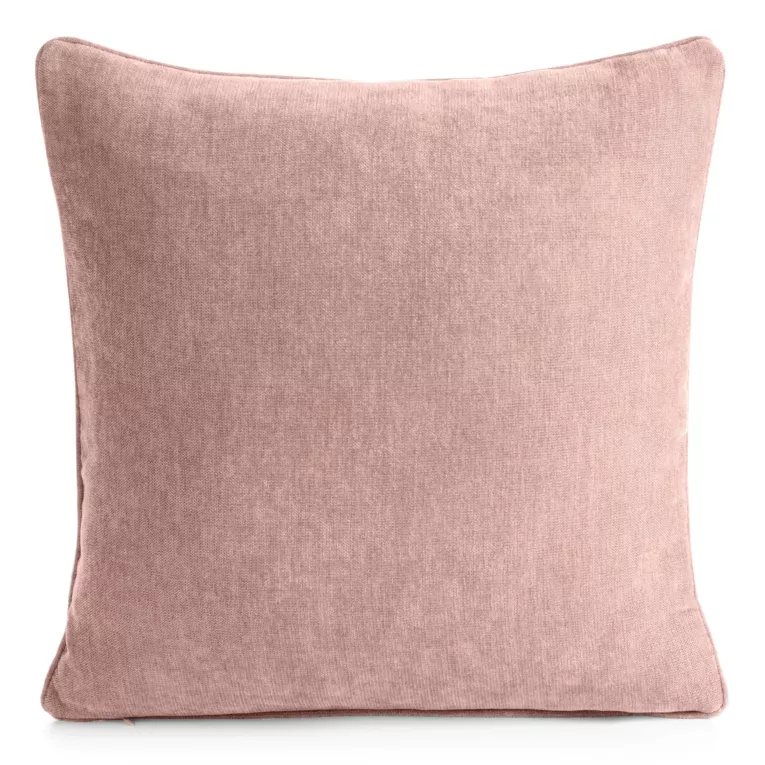 Poszewka na poduszkę 45x45 cm pudrowa z szenilowej tkaniny - VANI