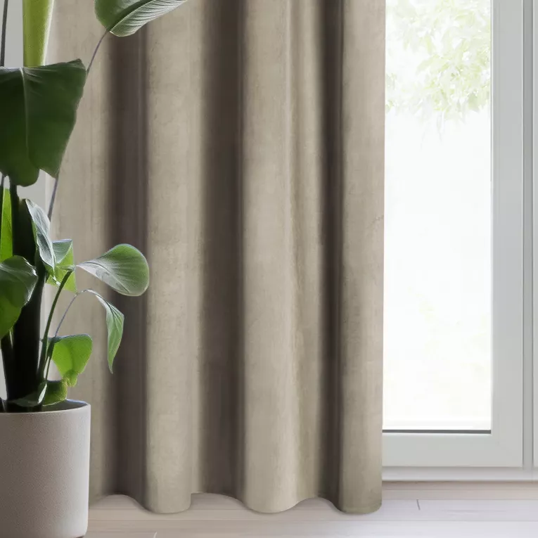 Zasłona brązowa z matowego welwetu 140x270 cm taśma - MELANIE