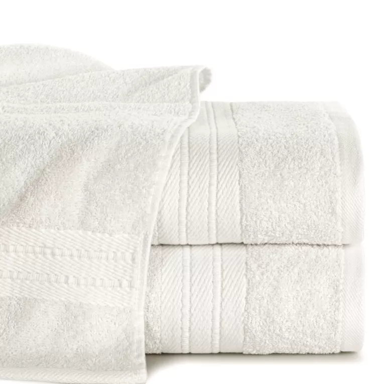 Ręcznik kąpielowy 50x90 cm bawełniany kolor kremowy z żakardową bordiurą 500 g/m2 KAYA