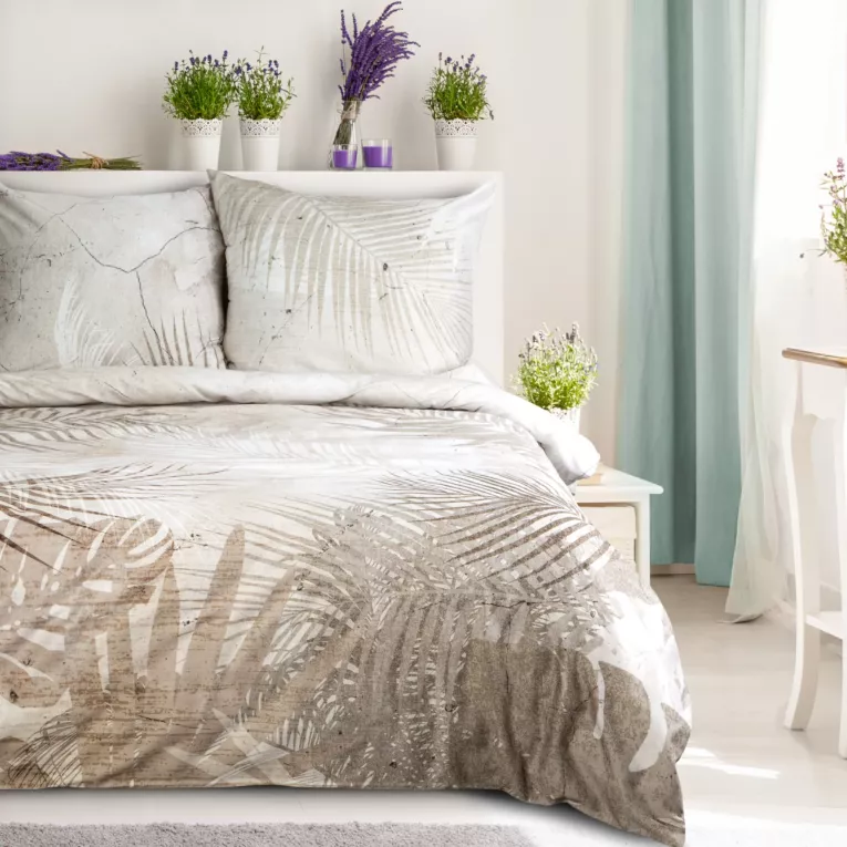 Pościel 220x200 cm bawełniana kolor popielaty, beżowy styl boho SALMA Eurofirany Premium