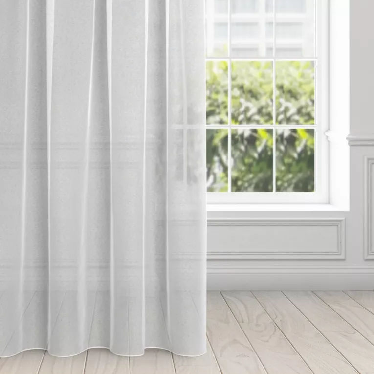 Firana biała z gładkiej tkaniny o strukturze drobnej siateczki 140x270 cm taśma TAMINA