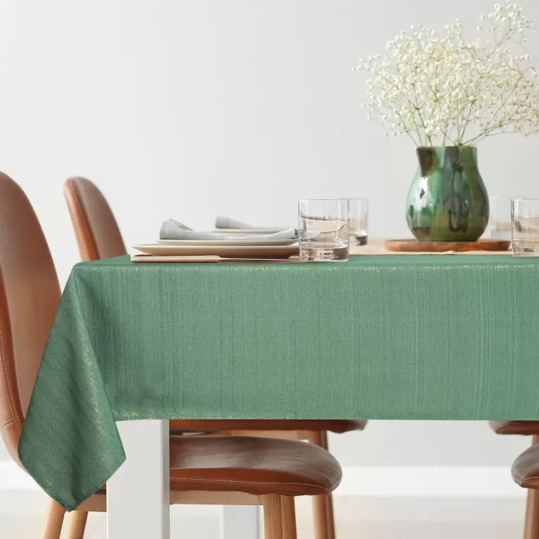 Obrus zielony 140x180 cm przetykany błyszczącą nicią - GLAMO