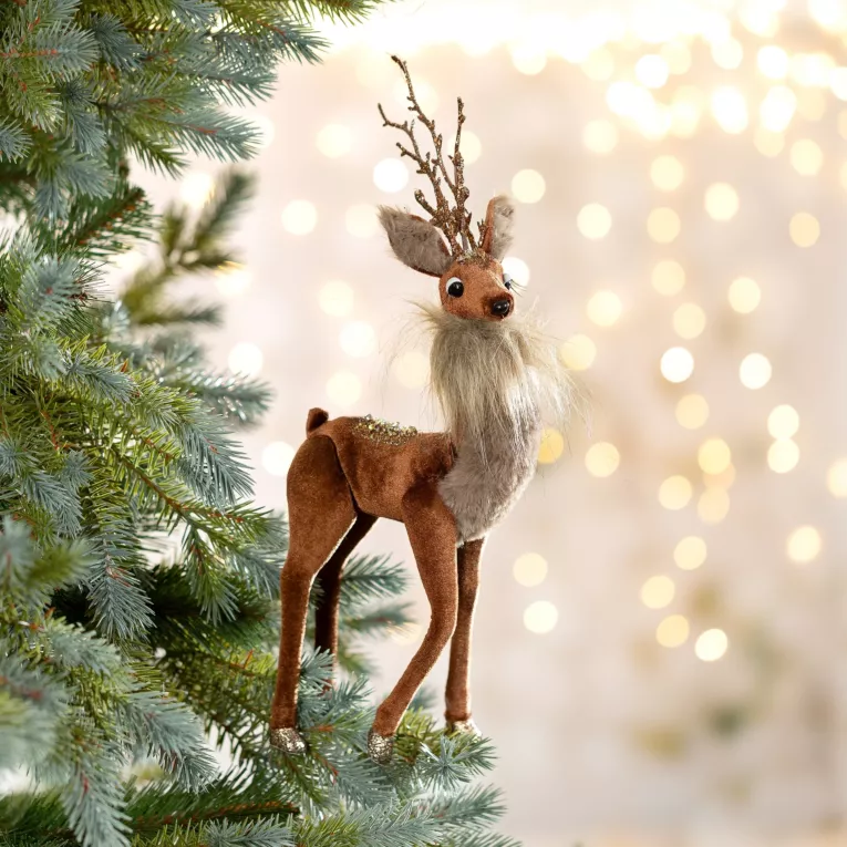 Figurka dekoracyjna świąteczna JELONEK z lśniącymi akcentami