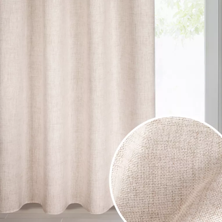 Zasłona JULA w stylu eko z tkaniny o płóciennym splocie z efektem melanżu