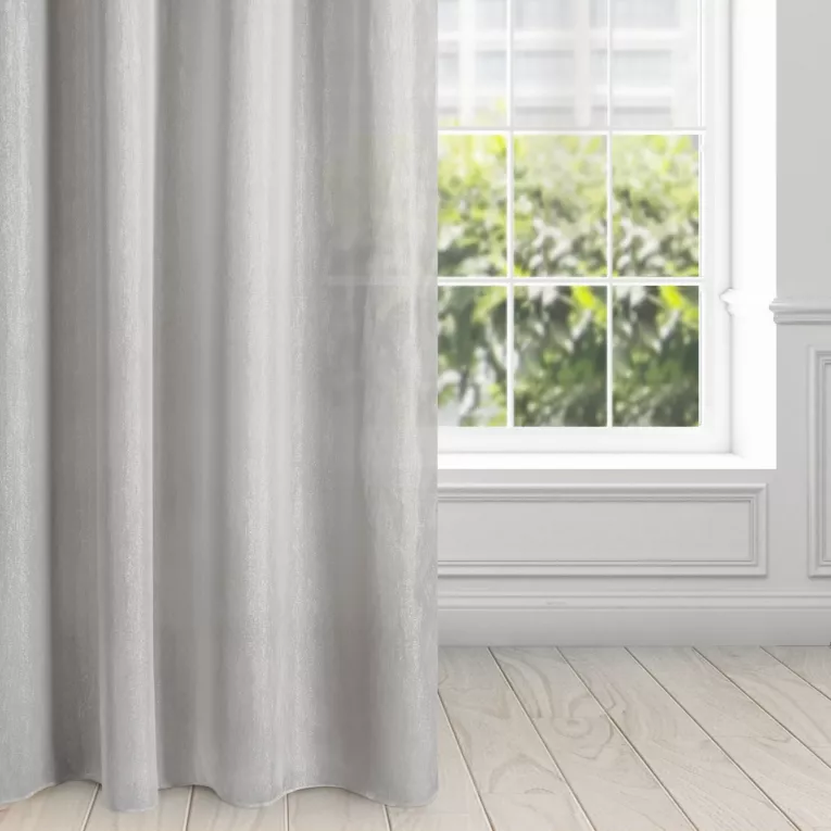 Dekoracja okienna szara z błyszczącą nicią 140x250 cm przelotka - FELICIA