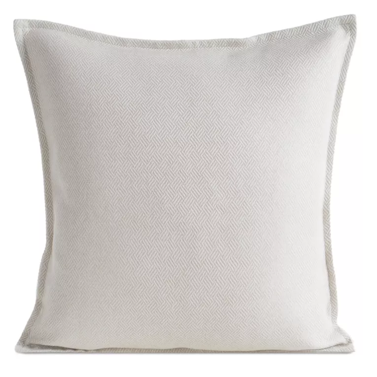 Poszewka na poduszkę 45x45 cm kremowa z żakardowej tkaniny z ozdobną wypustką LUNA - kolekcja TOLEDO