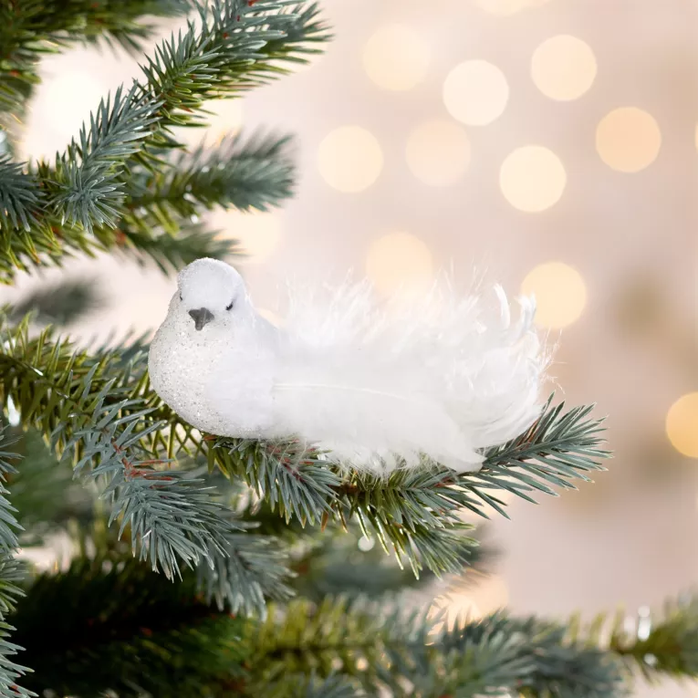 Ozdoba choinkowa PTAK z lśniącego miękkiego materiału, na klipsie